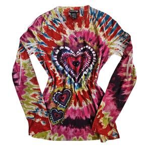 Y2k Tie Dye Long-Sleeved Top Rainbow Festival Core Eyeshadow - Medium